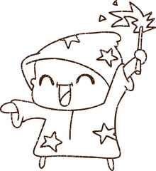Happy Wizard Charcoal Drawing