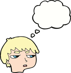 cartoon annoyed boy with thought bubble