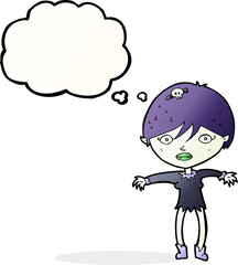 cartoon vampire girl with thought bubble