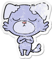 distressed sticker of a cute cartoon dog
