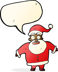 cartoon shocked santa claus with speech bubble