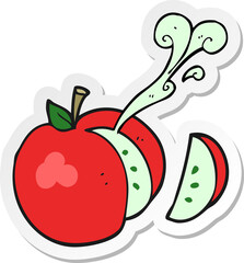 sticker of a cartoon sliced apple