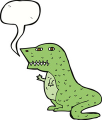 cartoon dinosaur with speech bubble