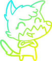 cold gradient line drawing happy cartoon fox