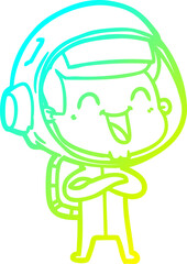 cold gradient line drawing happy cartoon astronaut