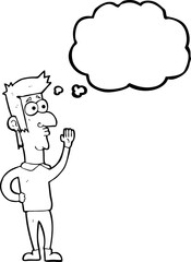thought bubble cartoon man waving