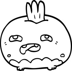 line drawing cartoon happy root vegetable