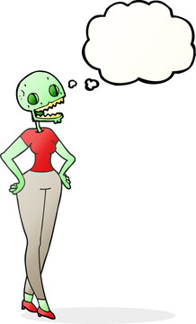 thought bubble cartoon zombie woman