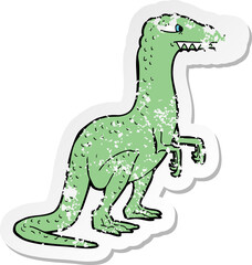 retro distressed sticker of a cartoon dinosaur