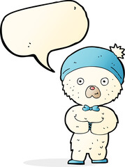 cartoon little polar bear with speech bubble