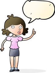 cartoon woman with idea with speech bubble