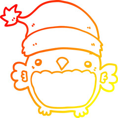 warm gradient line drawing cute christmas owl