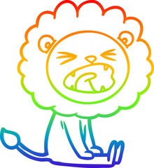rainbow gradient line drawing cartoon angry lion