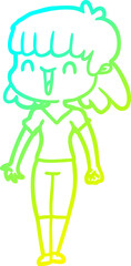 cold gradient line drawing cartoon woman