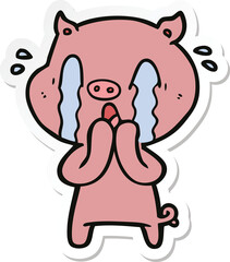 Obraz na płótnie Canvas sticker of a crying pig cartoon