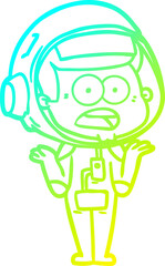 cold gradient line drawing cartoon surprised astronaut