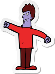 sticker of a cartoon happy vampire
