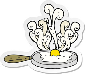 sticker of a frying cartoon egg