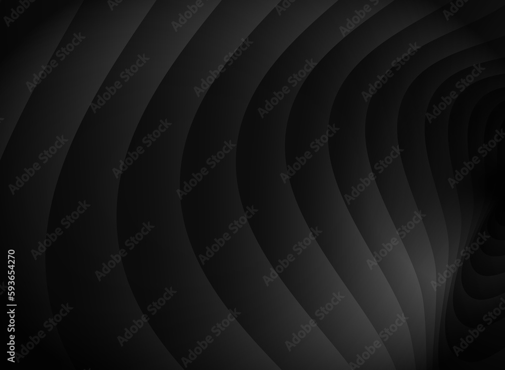 Poster abstract unusual horizontal illustration of black gradient volumetric ovals that approach each other