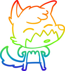 rainbow gradient line drawing cartoon fox