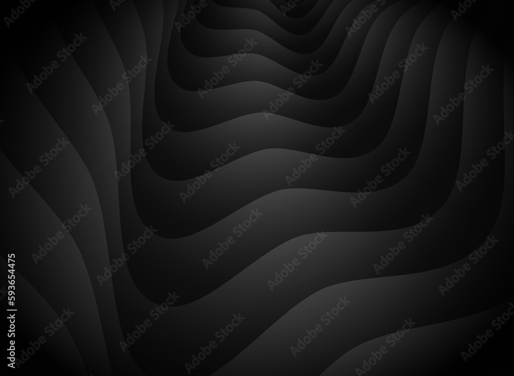 Poster abstract unusual horizontal illustration of black gradient volumetric ovals that approach each other