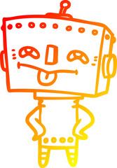 warm gradient line drawing cartoon robot