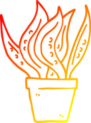warm gradient line drawing cartoon house plant