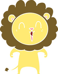laughing lion flat color style cartoon