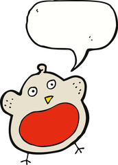 funny cartoon christmas robin with speech bubble