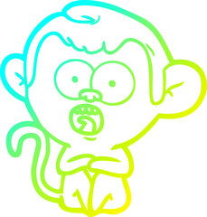 Fototapeta premium cold gradient line drawing cartoon shocked monkey
