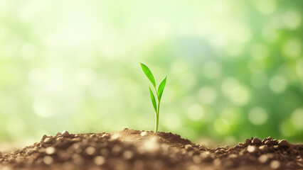 Green Sprout Grow on Organic Soil Dirt, Environmental Earth Day | AI Generated