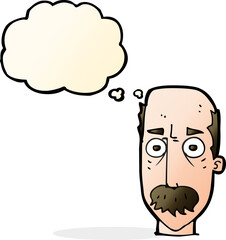 cartoon man with mustache with thought bubble