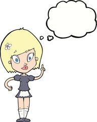 cartoon pretty maid with thought bubble
