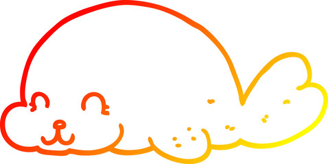 warm gradient line drawing cute cartoon seal