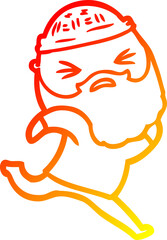 warm gradient line drawing cartoon man with beard