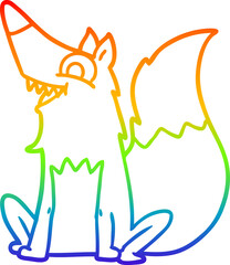 rainbow gradient line drawing cartoon happy fox