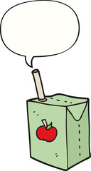 cartoon apple juice box and speech bubble