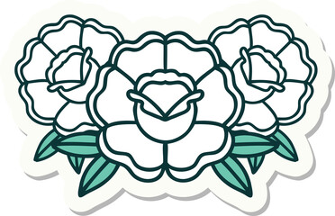 tattoo style sticker of a bouquet of flowers