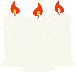 flat color illustration of a cartoon burning candles