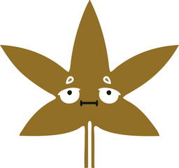 flat color retro cartoon autumnal leaf