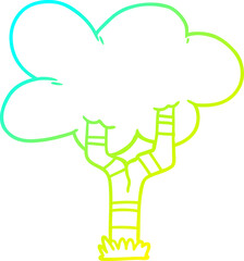 cold gradient line drawing cartoon tree
