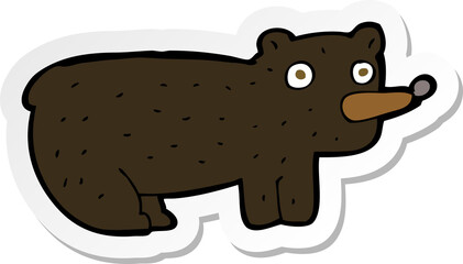 sticker of a funny cartoon black bear