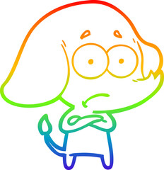 rainbow gradient line drawing cartoon unsure elephant