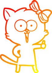 warm gradient line drawing cartoon cat