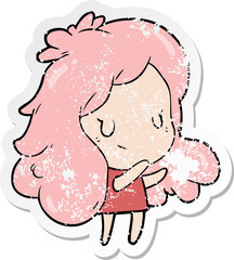 distressed sticker of a cartoon girl