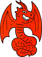 grunge textured illustration cartoon dragon