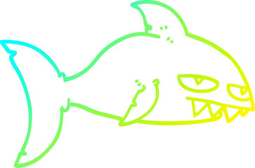 cold gradient line drawing cartoon deadly shark