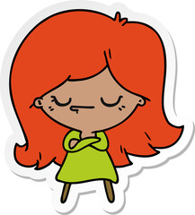 sticker cartoon of cute kawaii girl