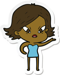 sticker of a cartoon stressed woman