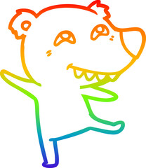 rainbow gradient line drawing cartoon bear dancing